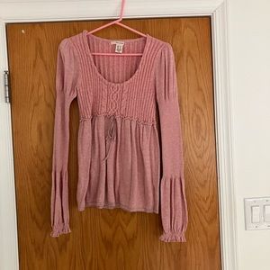 DKNY Jeans Pink Sweater Peasant Top